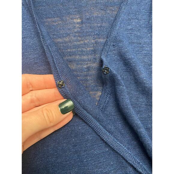 Margaret O’Leary Linen Blend Crossover Tank Womens Size Medium Navy - Picture 7 of 8